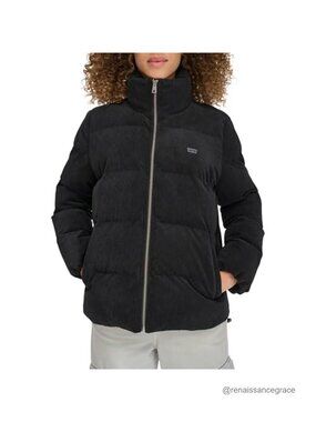 Corduroy Puffer Jacket Cropped Bubble Coat Zip Up